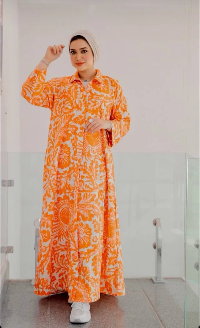Orange Floral Maxi Women’s Dress thumbnail