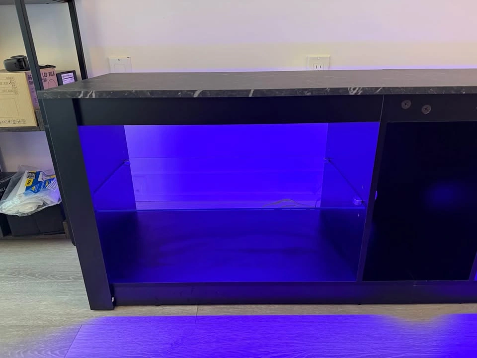 Bestier TV Stand - Black Marble, Engineered Wood - photo 2