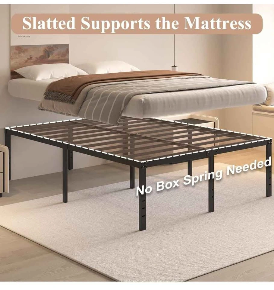 HOBINCHE King Size Bed Frame - 20" High, Black Metal - photo 4