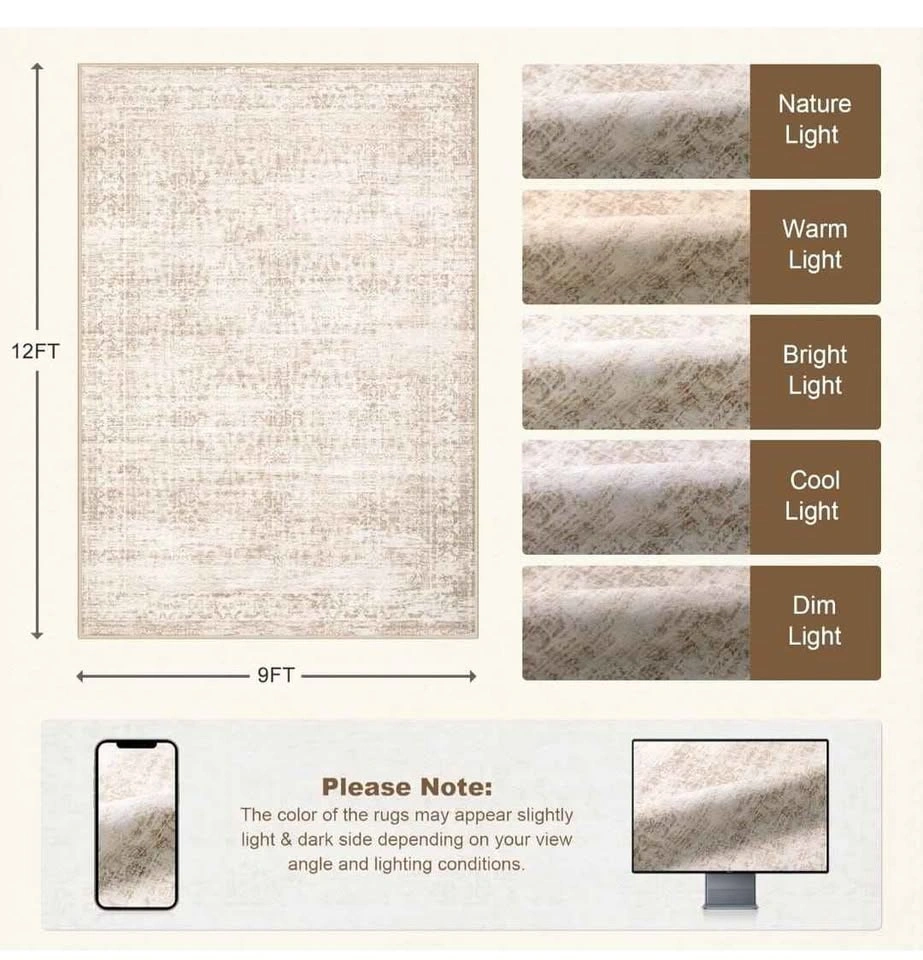 9x12 Washable Boho Vintage Style Area Rug - photo 4