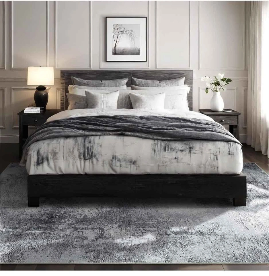 6x9 ft Grey Modern Abstract Washable Area Rug - photo 2