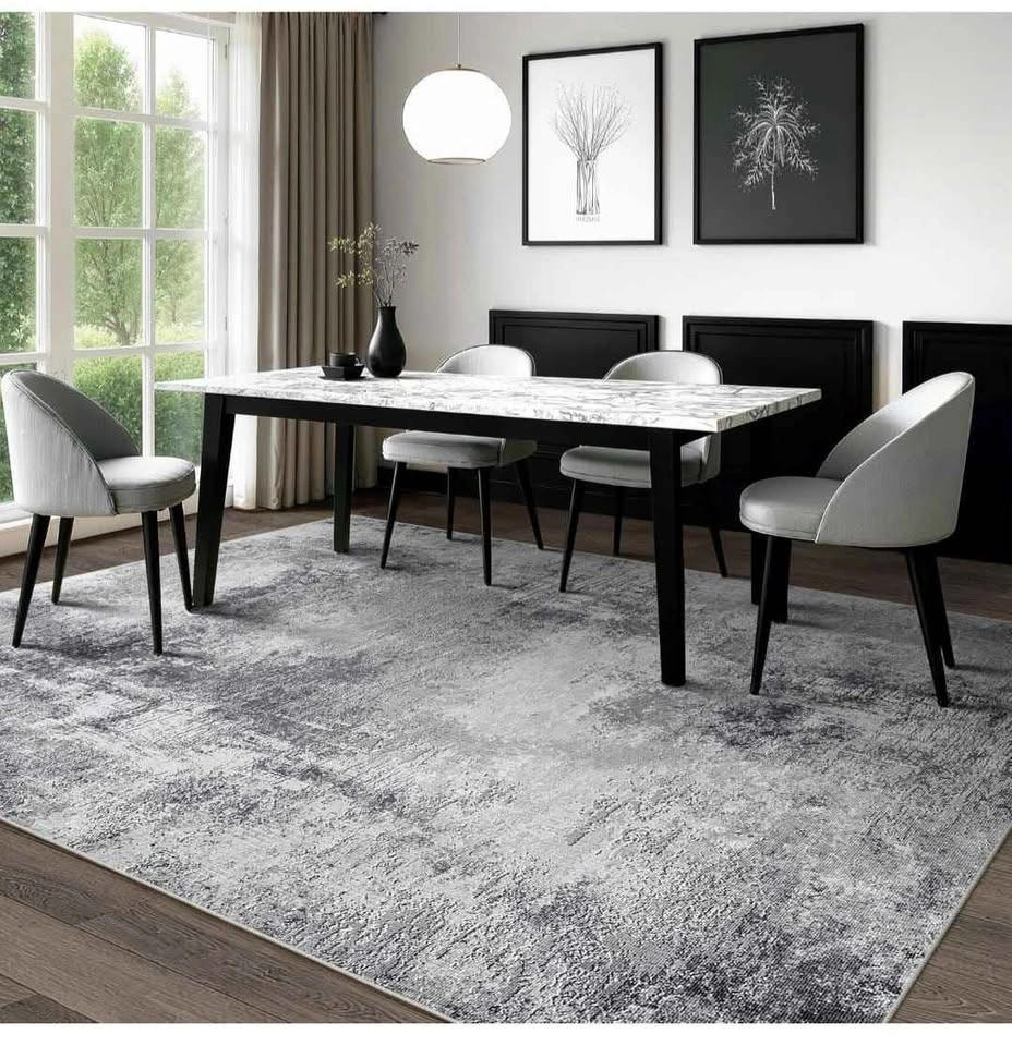 6x9 ft Grey Modern Abstract Washable Area Rug - photo 3