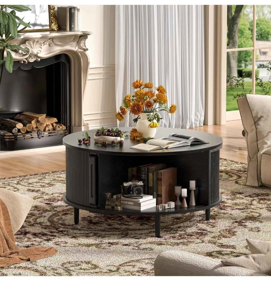 Round Coffee Table, 31.5" Fluted Center Table with Storage - photo 5