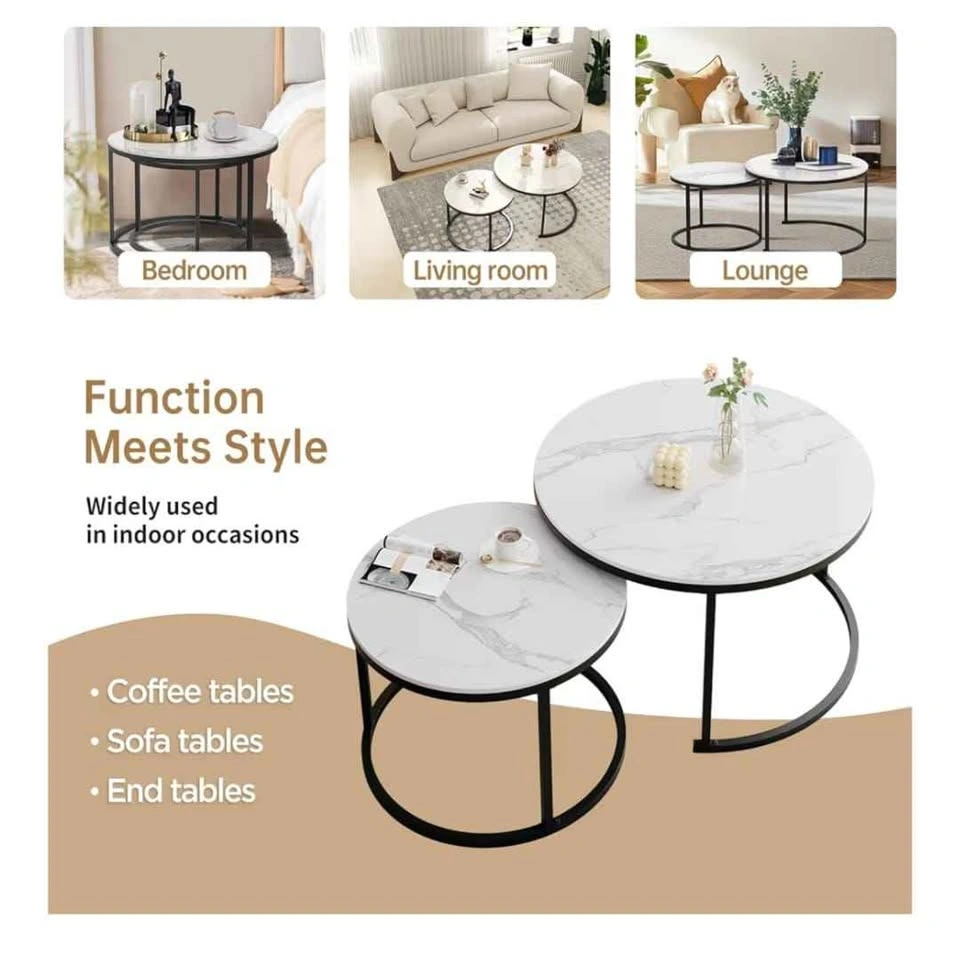 White Nesting Coffee Table Set (2) - Sintered Stone - photo 2