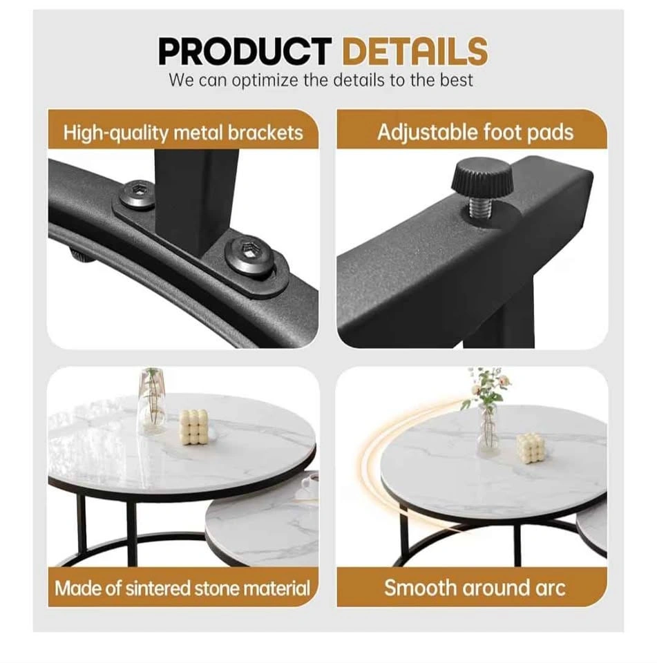 White Nesting Coffee Table Set (2) - Sintered Stone - photo 4