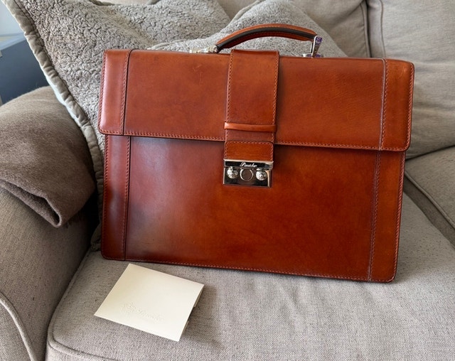 Pineider Power Elegance Leather Briefcase - Triple Gusset
