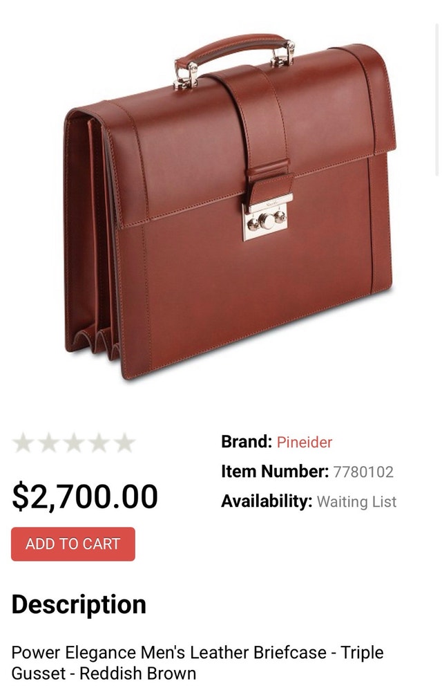 Pineider Power Elegance Leather Briefcase - Triple Gusset - photo 4