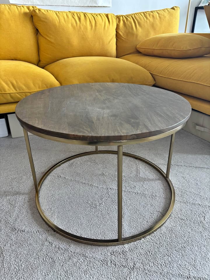 MCM Walnut and Gold Coffee Table