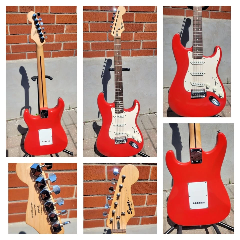 $280 Squier Bullet Stratocaster SSS Electric Guitar – Fiesta Red