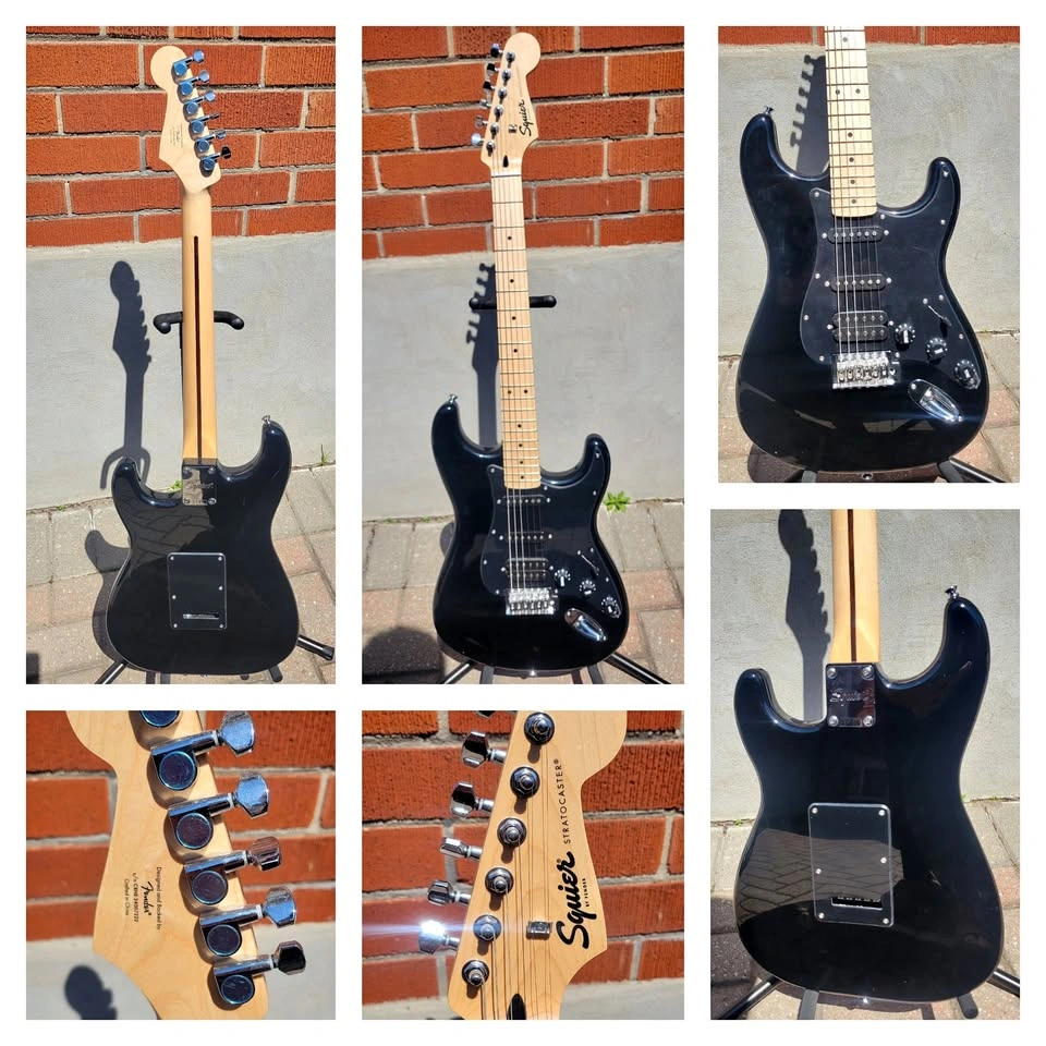 $250 Squier Stratocaster HSS Electric Guitar – Black