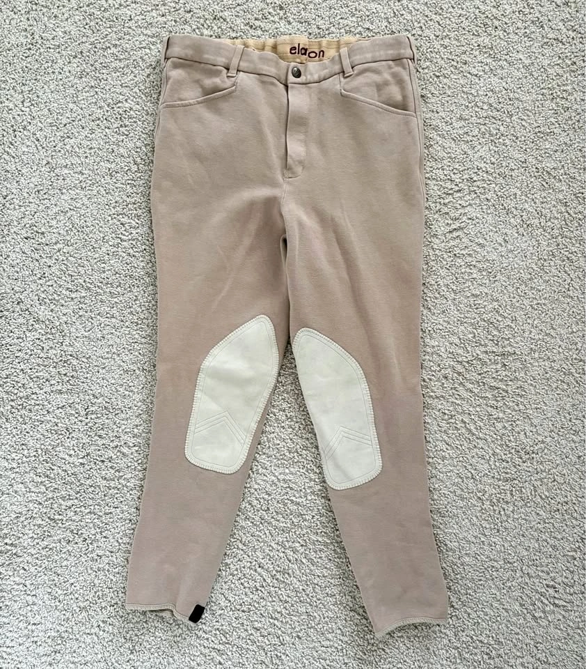 Elation Breeches Tan Suede Knee Patch Cotton Riding Pants Size 3