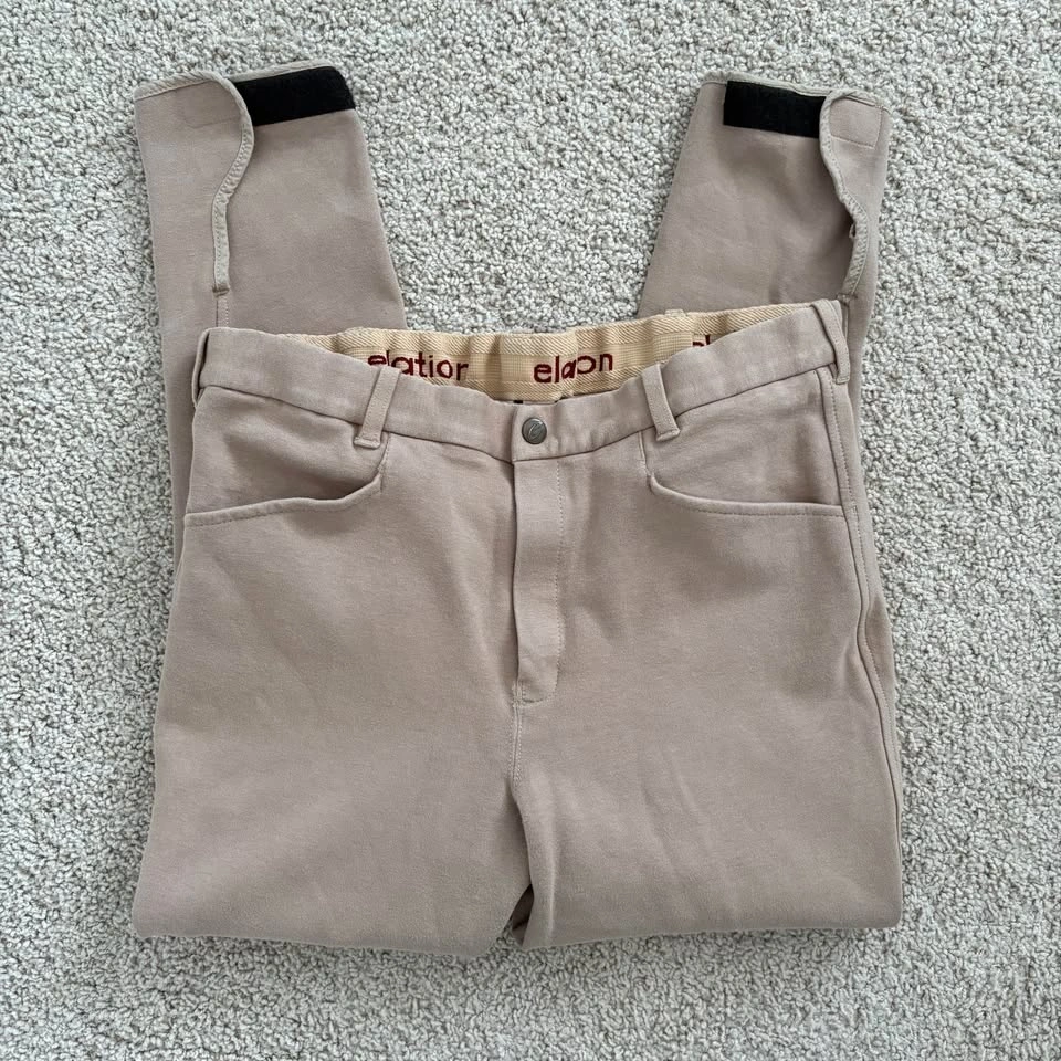 Elation Breeches Tan Suede Knee Patch Cotton Riding Pants Size 3 - photo 2