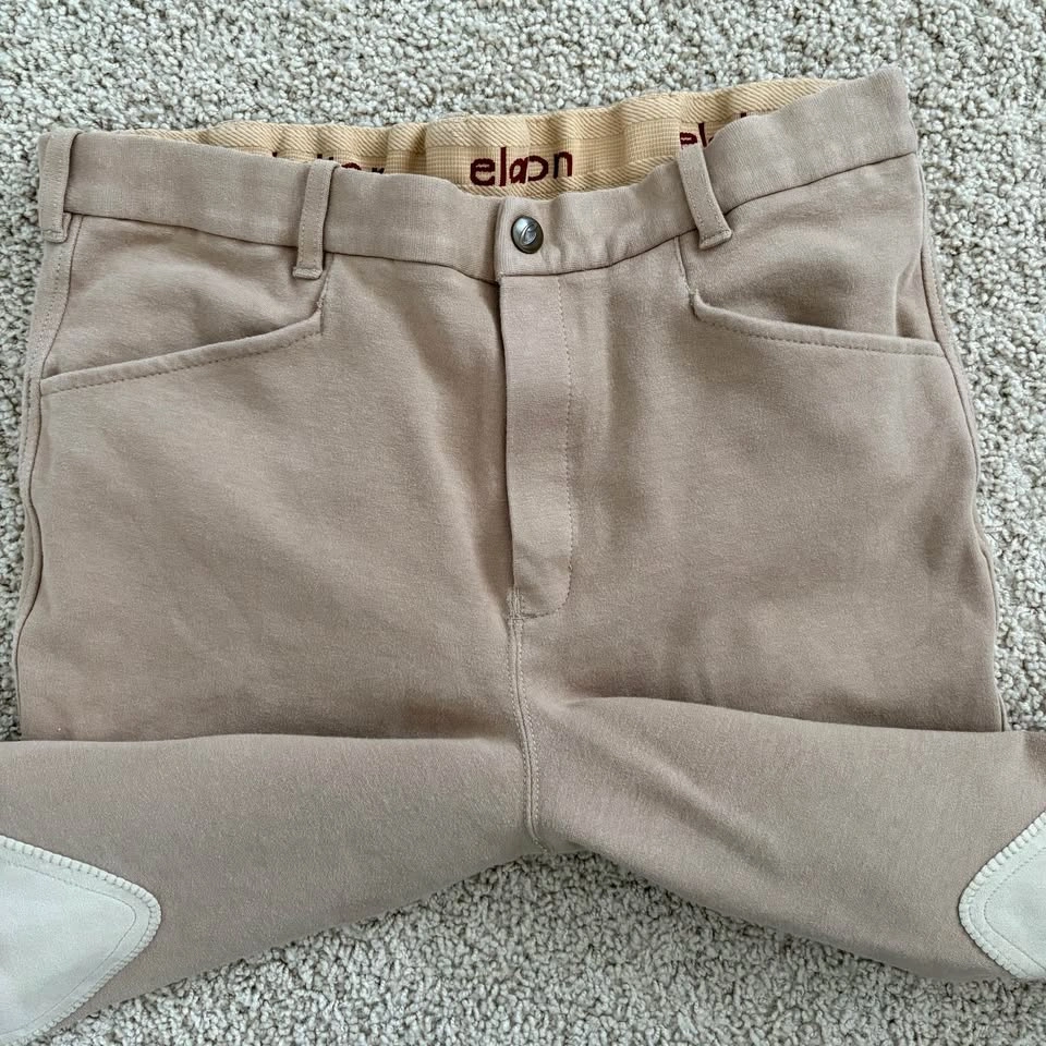 Elation Breeches Tan Suede Knee Patch Cotton Riding Pants Size 3 - photo 3