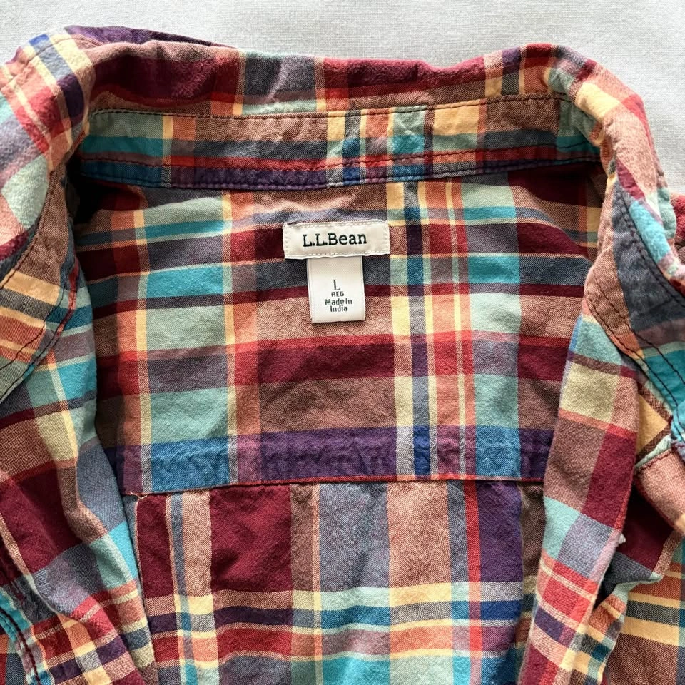 LL Bean Boys Large Plaid Long-Sleeve Oxford Button Up Shirt - photo 2