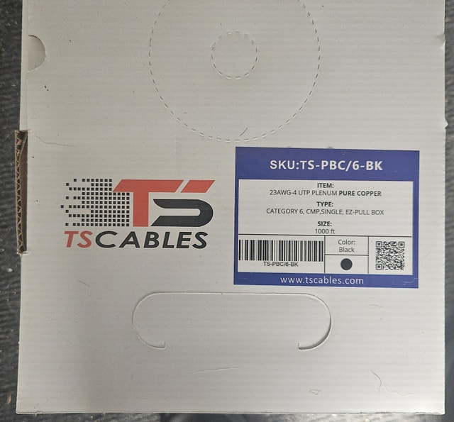 BNIB 1000 ft Cat6 Plenum Cable 23AWG Black - photo 2