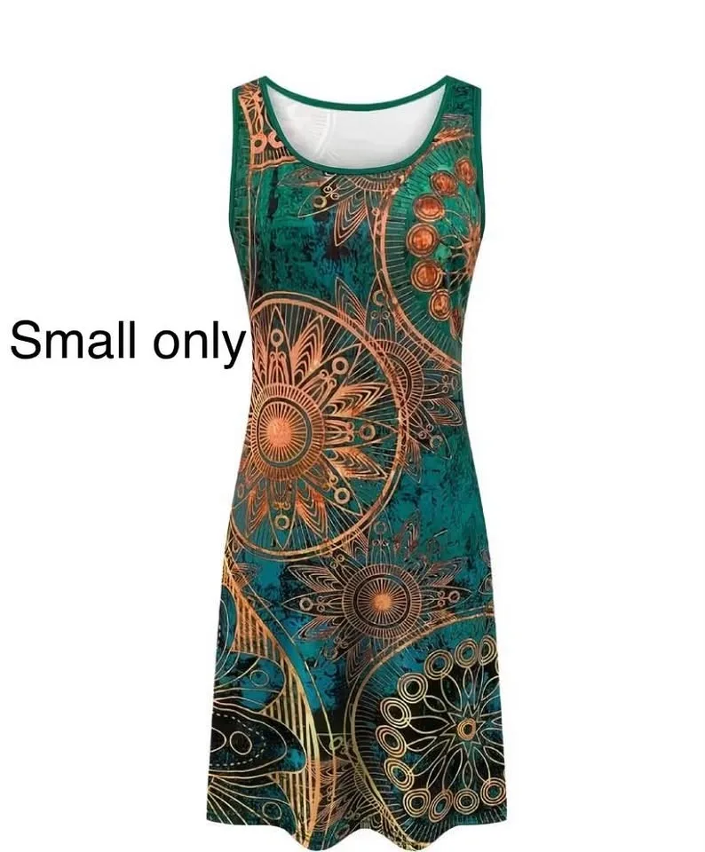 Women’s Teal Orange Mandala Sleeveless Dress. Brand new - photo 3