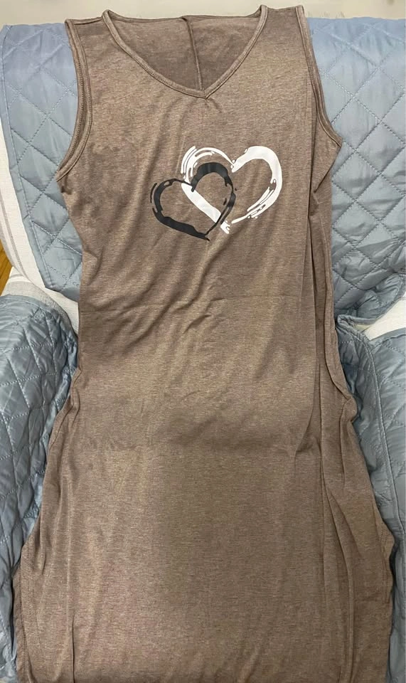 Women's Heart Print V-Neck Tank Dress - Medium - photo 4