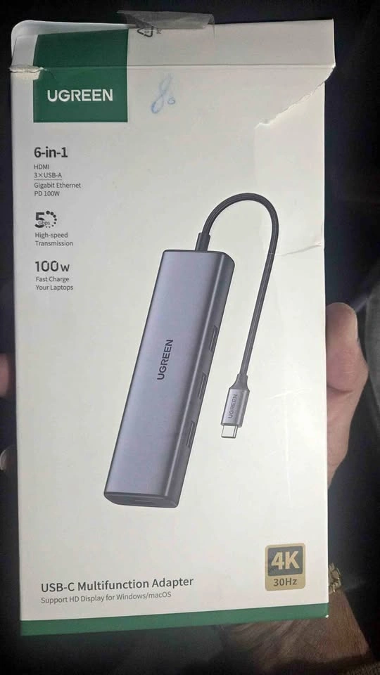 UGREEN 6-in-1 USB-C Hub 4K Adapter (new open box)