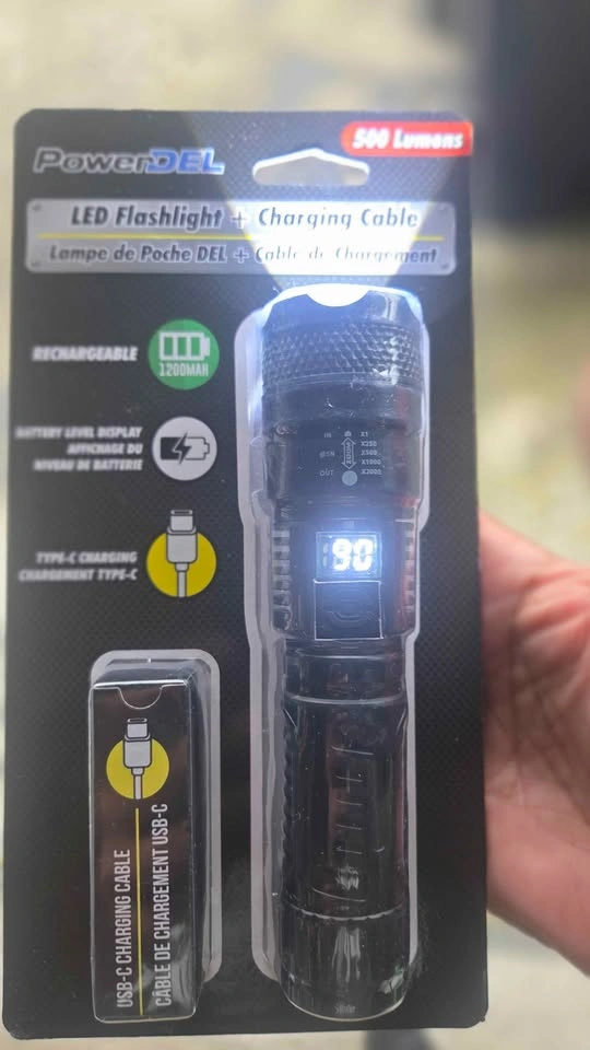 PowerDEL 500 Lumens LED Flashlight Rechargeable w/ USB-C - photo 2