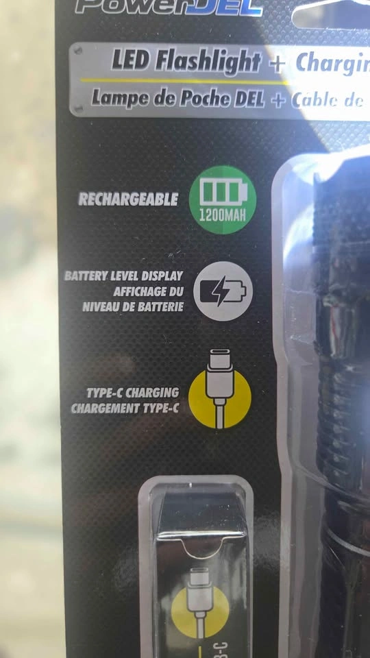 PowerDEL 500 Lumens LED Flashlight Rechargeable w/ USB-C - photo 3