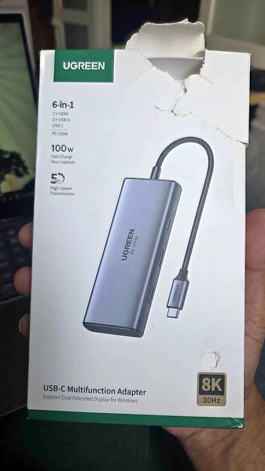 UGREEN 6-in-1 USB-C Hub Adapter 8K 30Hz 100W PD (Dual HDMI)