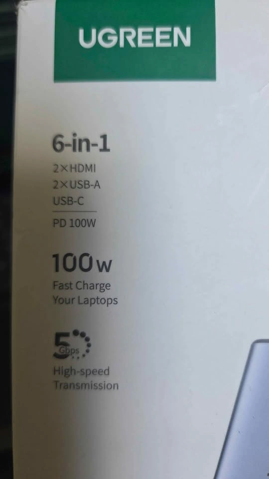 UGREEN 6-in-1 USB-C Hub Adapter 8K 30Hz 100W PD (Dual HDMI) - photo 3