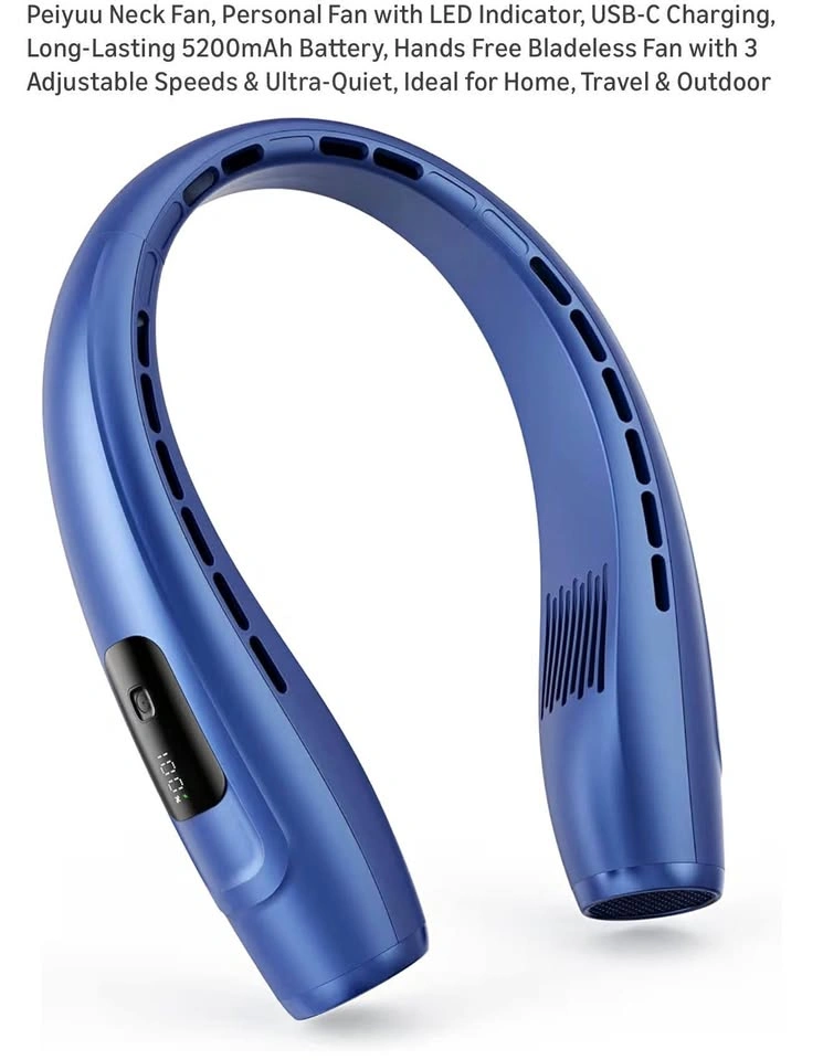 (New) (New) Rechargeable Neck Fan (Blue)