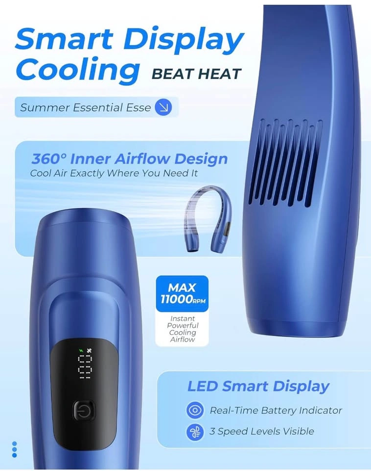 (New) (New) Rechargeable Neck Fan (Blue) - photo 3