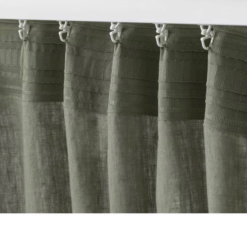 IKEA DYTÅG Linen Curtains Gray-Green, 57” x 98” (1 pair) - photo 2