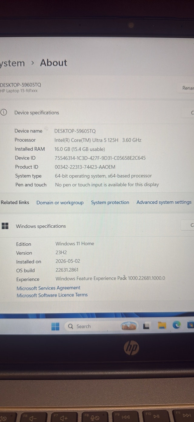HP Laptop Intel Core Ultra 5 / 16GB RAM / 512GB SSD