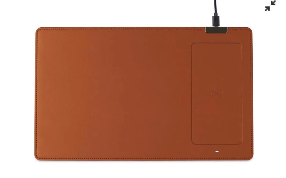 Wireless Charging Mouse Pad – Cognac Leather - photo 2