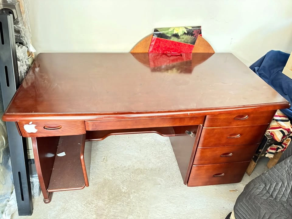 Solid wood desk with drawers and keyboard tray