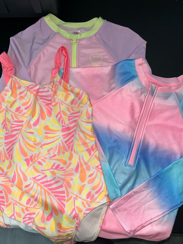 3x Girls Swimsuits Size 10-12