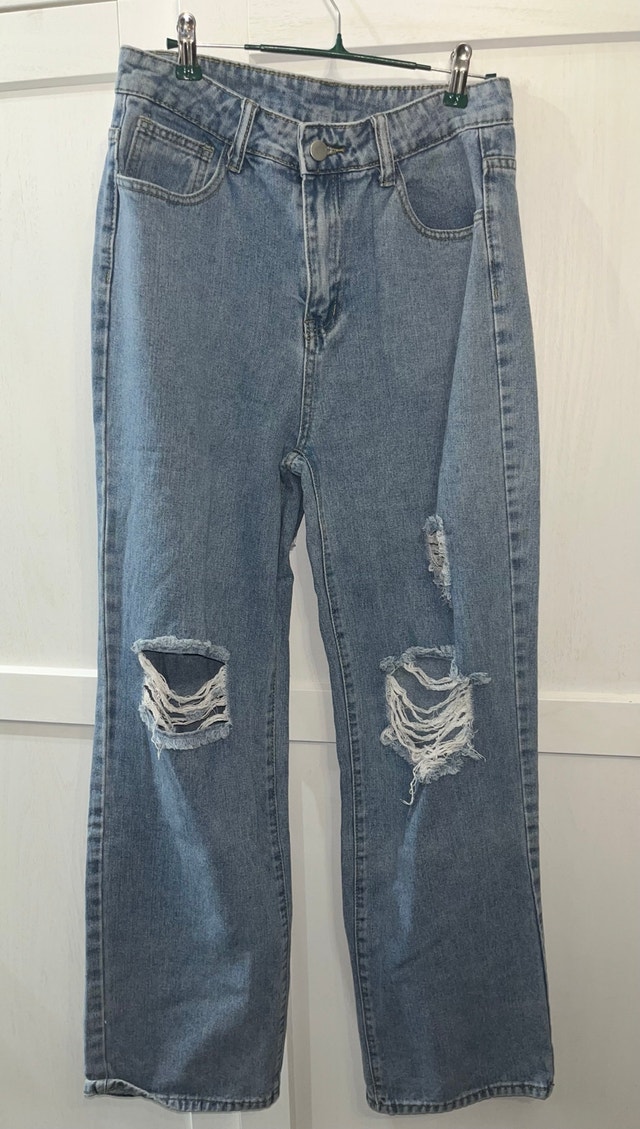 Baggy Straight Leg Distressed Ripped Jeans - photo 2