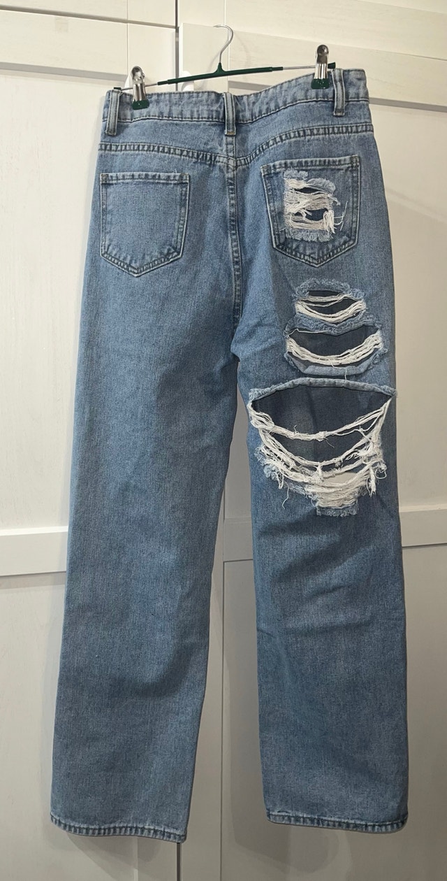 Baggy Straight Leg Distressed Ripped Jeans - photo 3