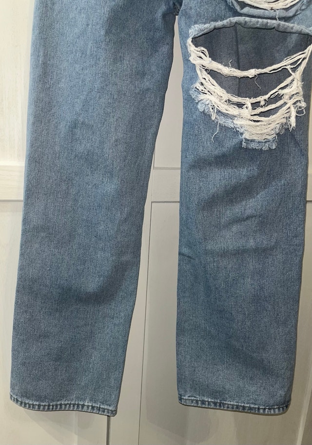 Baggy Straight Leg Distressed Ripped Jeans - photo 5