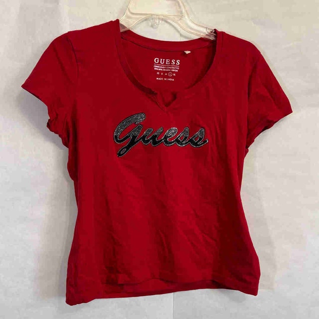 Red GUESS T-shirt Top Size Large
