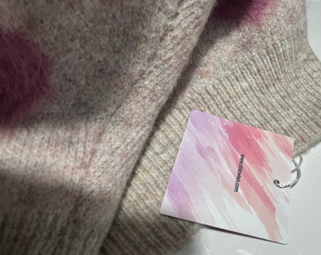 Chichwish Soft Fuzzy Knit Sweater - Beige/Pink Hearts - photo 5