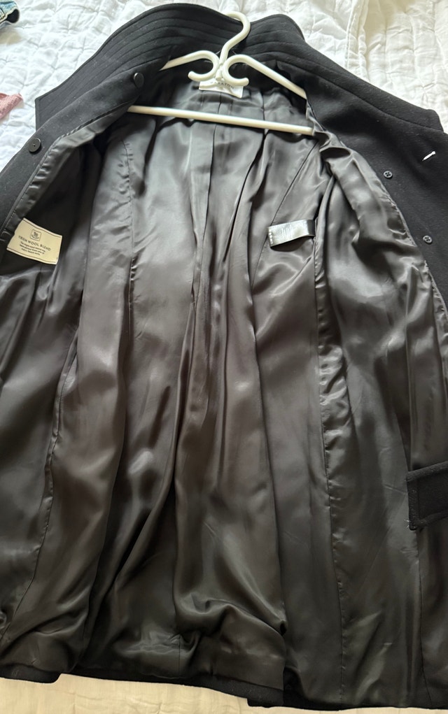 Babaton Wool Coat with Detachable Belt - Medium, Black - photo 2