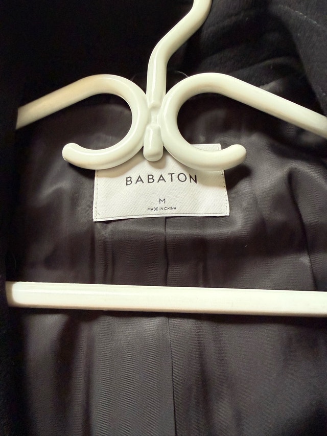 Babaton Wool Coat with Detachable Belt - Medium, Black - photo 4
