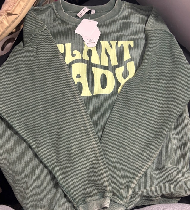 Plant Lady Green Sweater 100% Cotton - Size L - photo 3