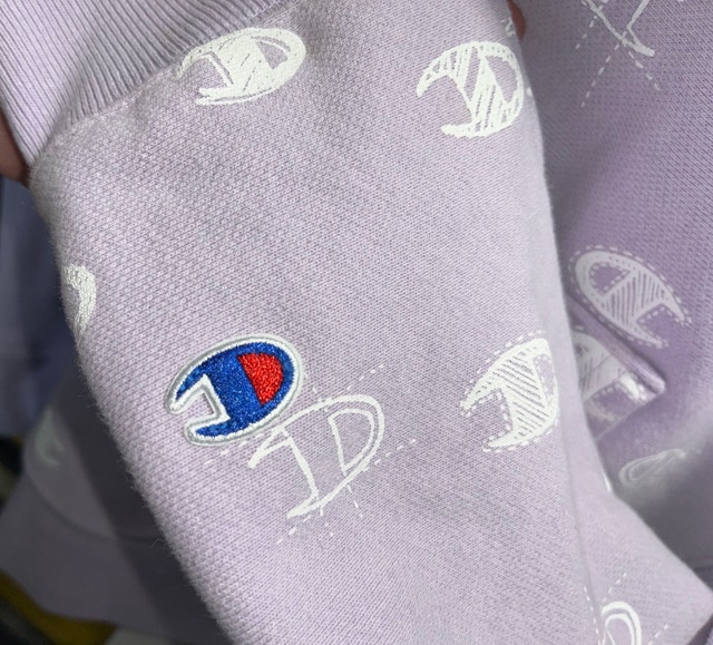 Champion Printed Thick Light Purple Hoodie - Medium - photo 2