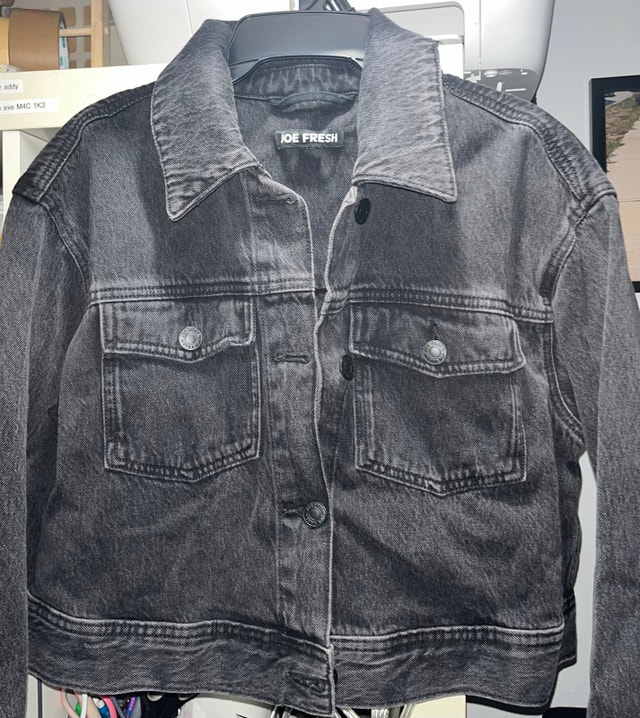 Waist length black jean jacket size large