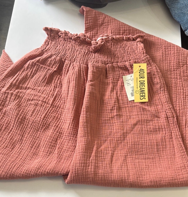 4OUR Dreamers Terracotta Smocked Waist Wide Leg Pants - Medium