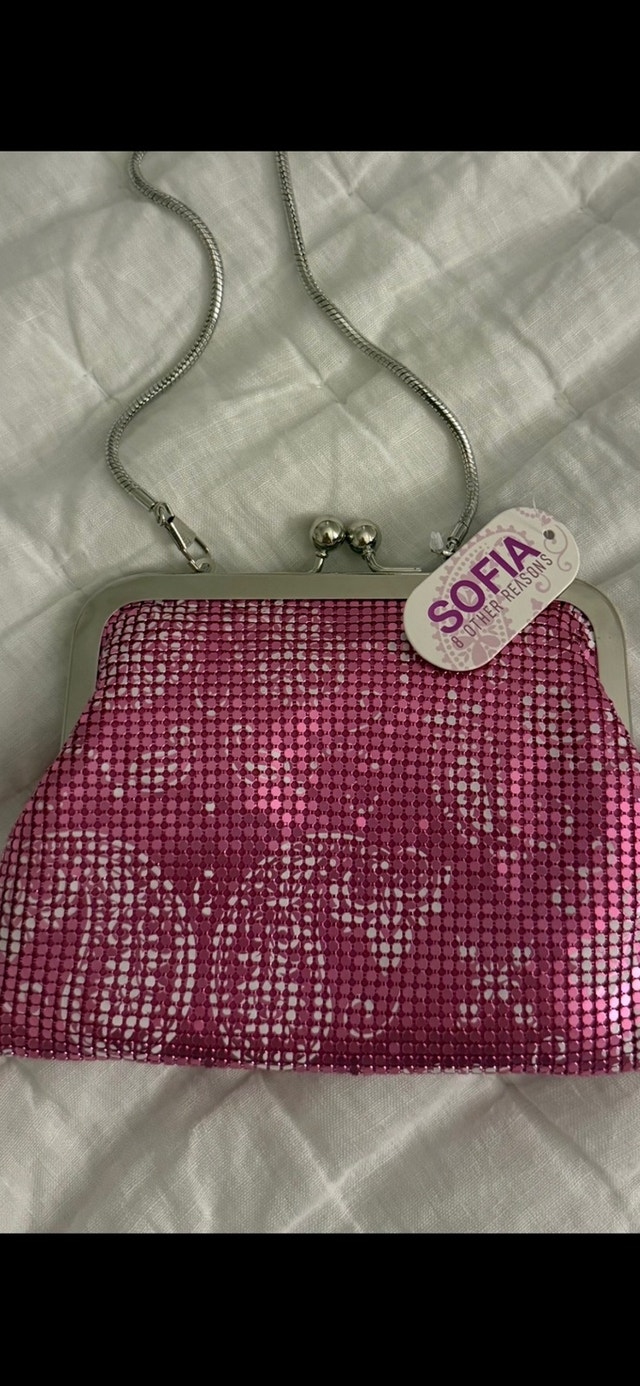8 Other Reasons Pink Snap Closure Bag with Silver Chain - photo 2