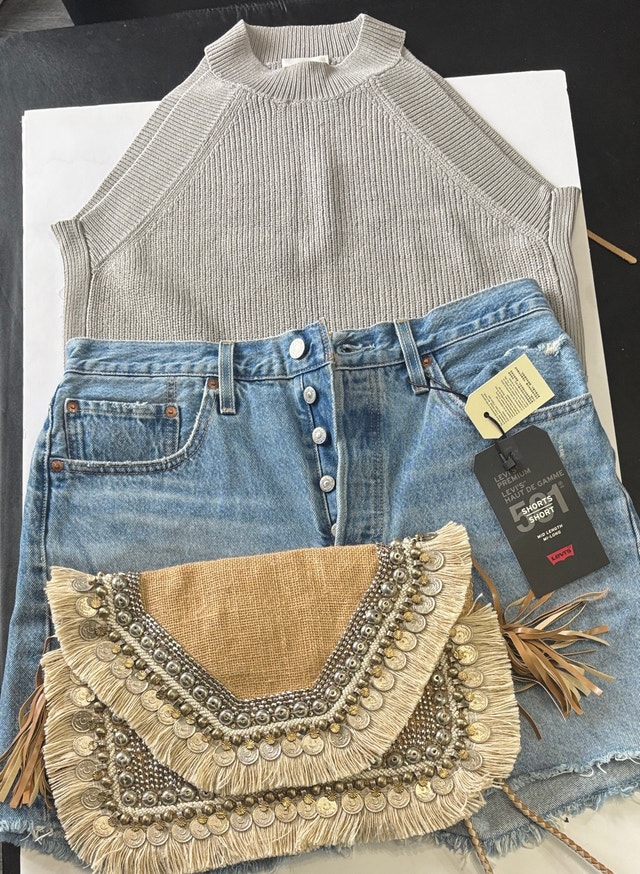 3pcs set - Wilfred top Levis Jean shorts + purse