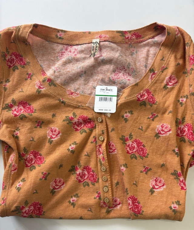 Free People Long Sleeve Floral Snap Bodysuit - Small - photo 4