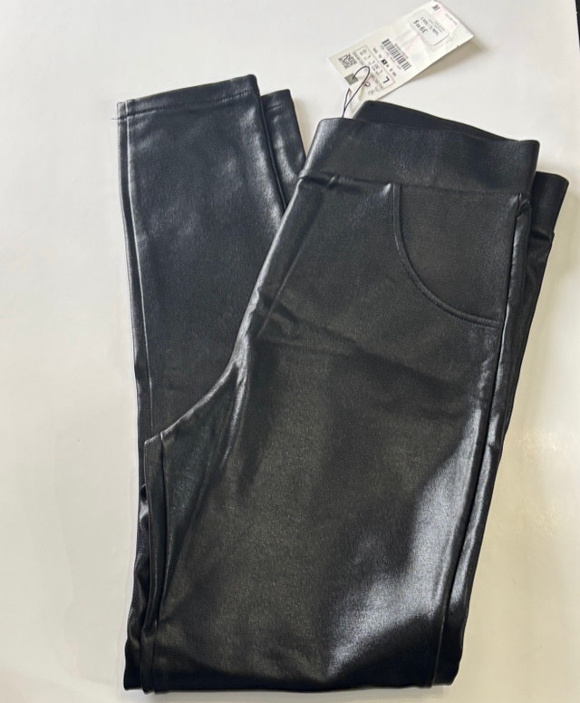 Zara Charcoal High Rise Faux Leather Leggings - Size Large - photo 2