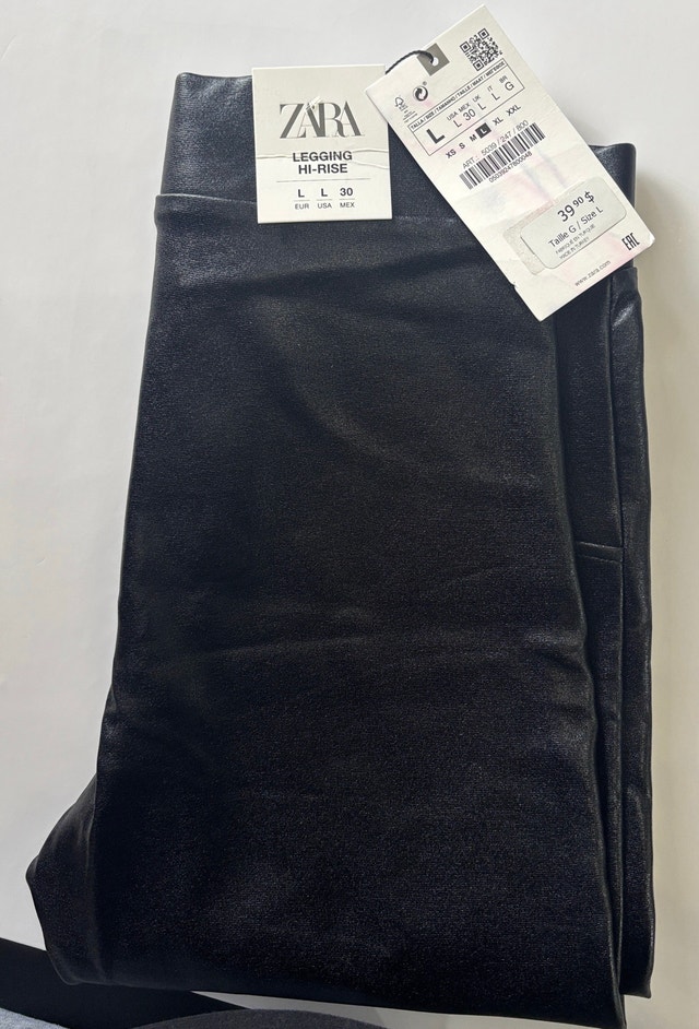 Zara Charcoal High Rise Faux Leather Leggings - Size Large - photo 3