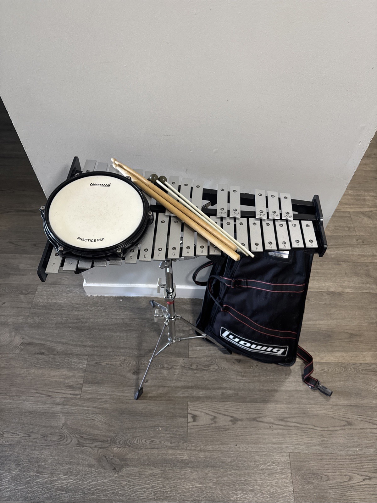 Used Ludwig Bells Percussion Kit in Rolling Case